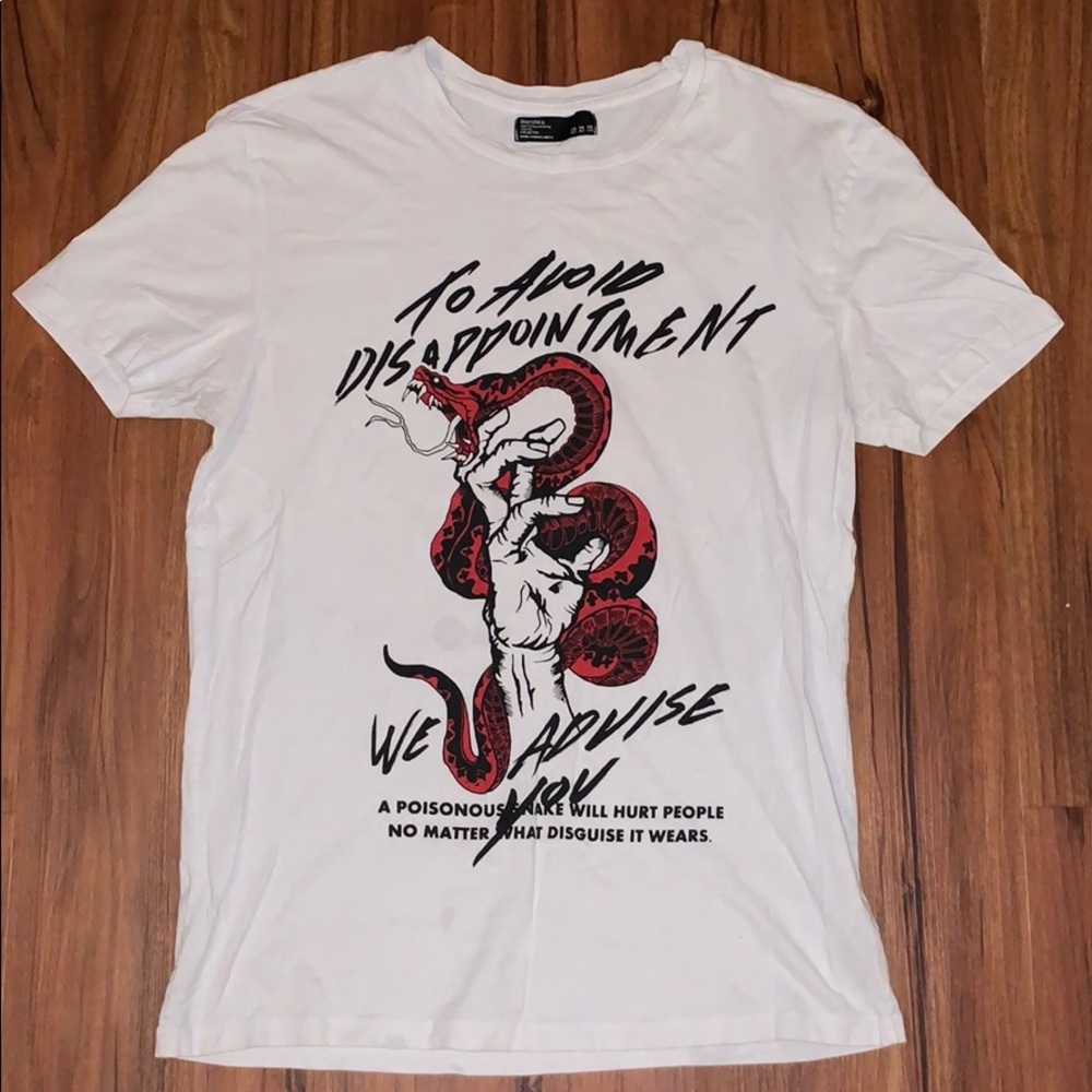 BERSHKA Designer Snake Tangled Hand Shirt
